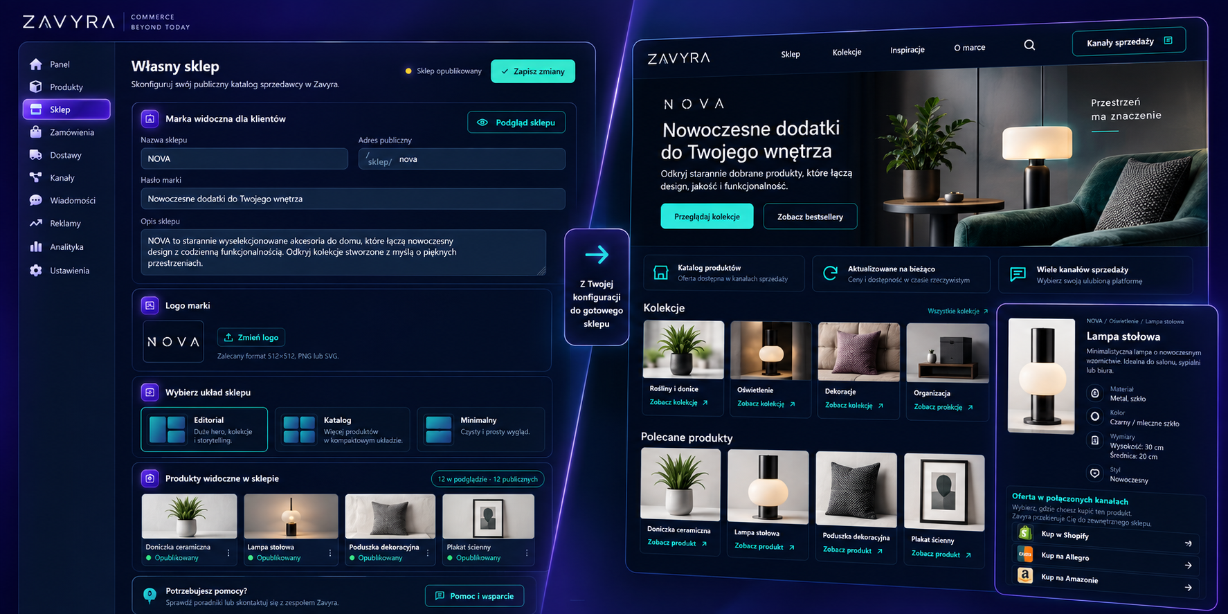 Zavyra Storefront admin and public seller catalog